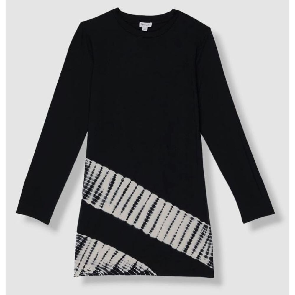 Splendid Girl's Black Shibori Cotton Modal Long-Sleeve Dress Size 10 MSRP $46